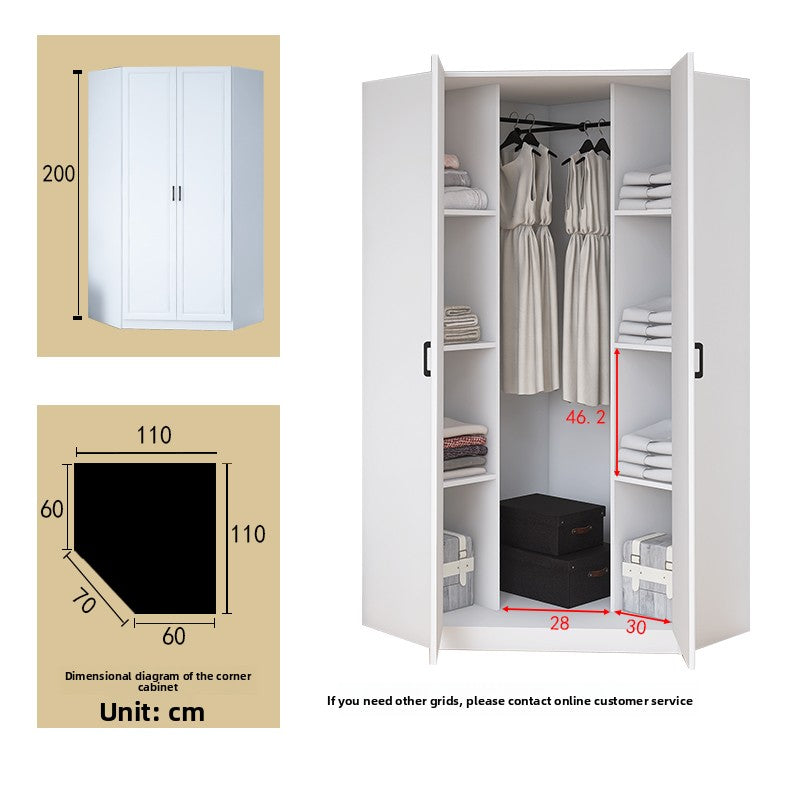 Corner Wardrobe Household Bedroom Small Apartment Solid Wood 90 Degree Master Bedroom Corner 7-character L-shaped Corner Wardrobe Combination Storage