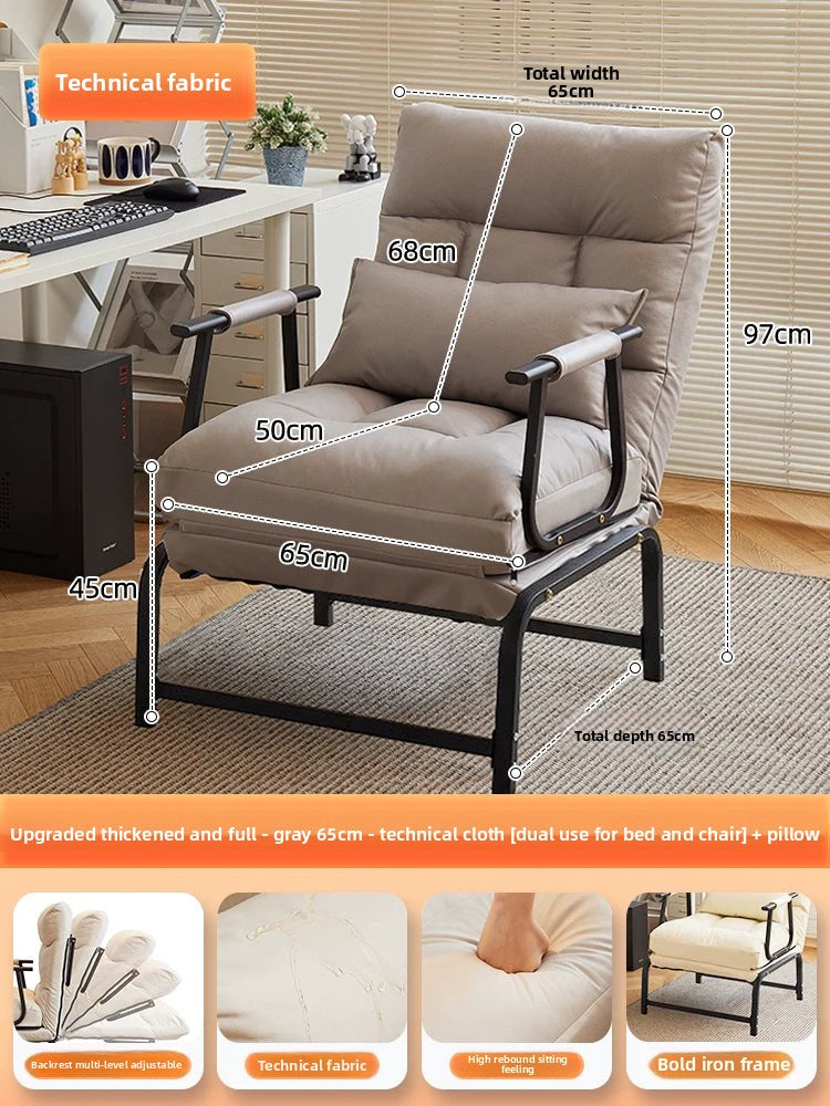 Folding Recliner Office Lunch Break Siesta Bed Dual-purpose Chair Household Dormitory Reclining Seat Back Sofa Chair