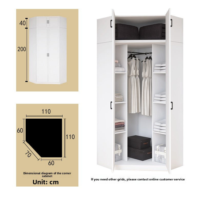 Corner Wardrobe Household Bedroom Small Apartment Solid Wood 90 Degree Master Bedroom Corner 7-character L-shaped Corner Wardrobe Combination Storage