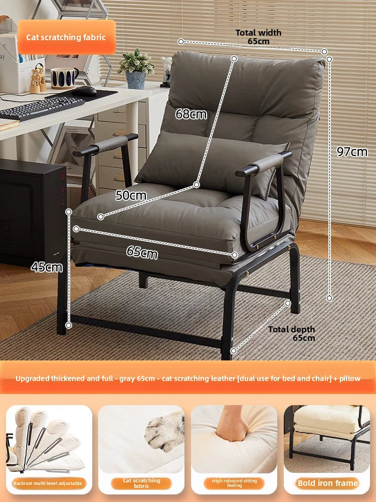 Folding Recliner Office Lunch Break Siesta Bed Dual-purpose Chair Household Dormitory Reclining Seat Back Sofa Chair