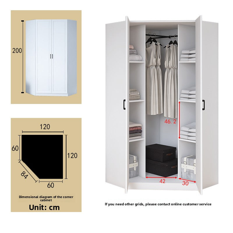 Corner Wardrobe Household Bedroom Small Apartment Solid Wood 90 Degree Master Bedroom Corner 7-character L-shaped Corner Wardrobe Combination Storage