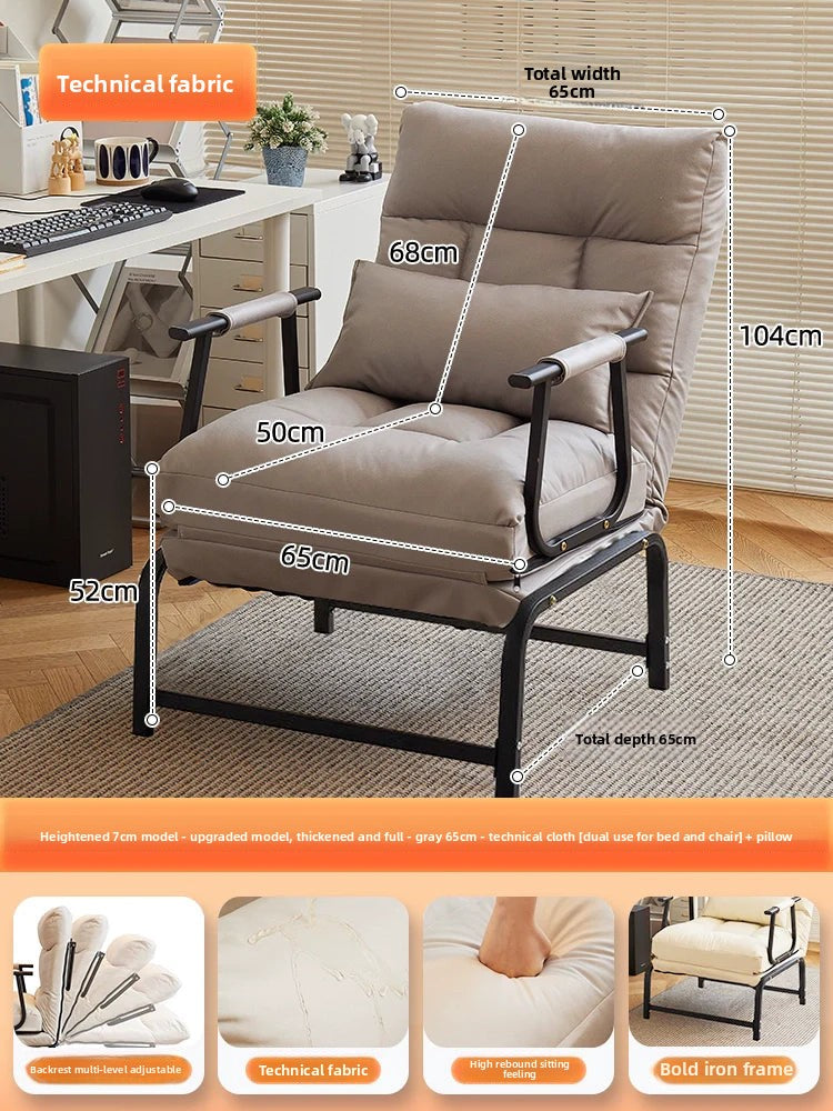 Folding Recliner Office Lunch Break Siesta Bed Dual-purpose Chair Household Dormitory Reclining Seat Back Sofa Chair