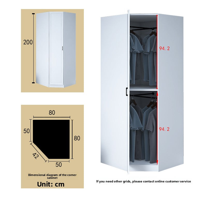 Corner Wardrobe Household Bedroom Small Apartment Solid Wood 90 Degree Master Bedroom Corner 7-character L-shaped Corner Wardrobe Combination Storage