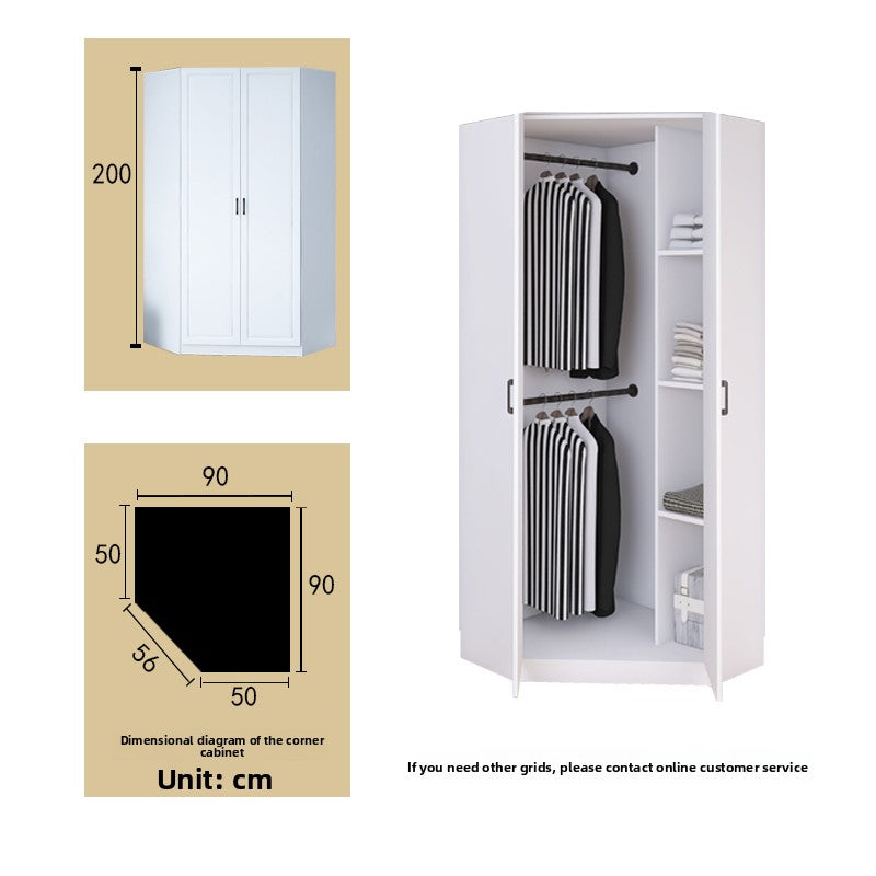 Corner Wardrobe Household Bedroom Small Apartment Solid Wood 90 Degree Master Bedroom Corner 7-character L-shaped Corner Wardrobe Combination Storage
