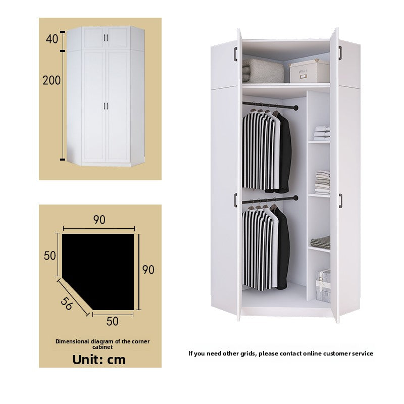 Corner Wardrobe Household Bedroom Small Apartment Solid Wood 90 Degree Master Bedroom Corner 7-character L-shaped Corner Wardrobe Combination Storage