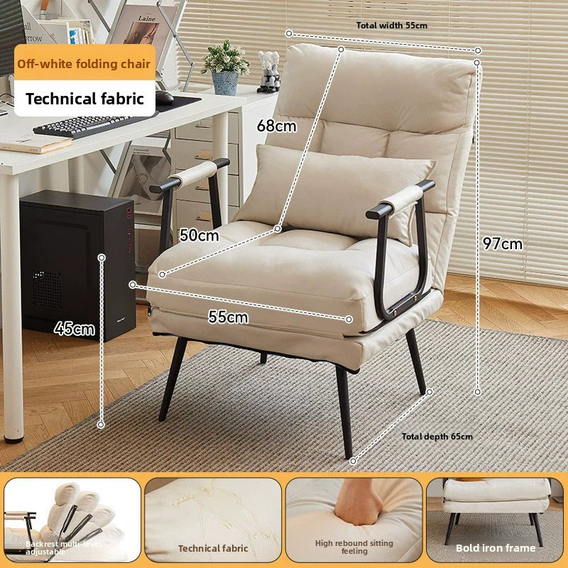 Folding Recliner Office Lunch Break Siesta Bed Dual-purpose Chair Household Dormitory Reclining Seat Back Sofa Chair