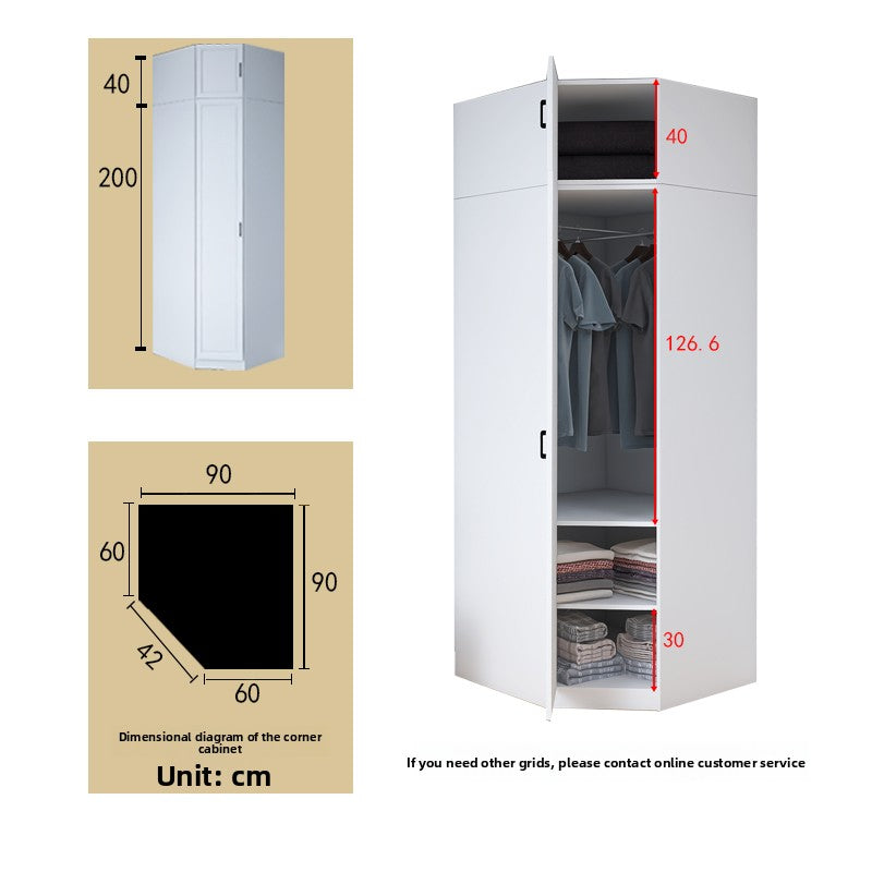 Corner Wardrobe Household Bedroom Small Apartment Solid Wood 90 Degree Master Bedroom Corner 7-character L-shaped Corner Wardrobe Combination Storage
