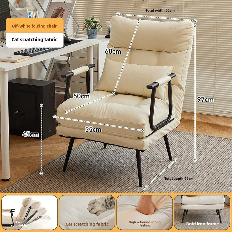 Folding Recliner Office Lunch Break Siesta Bed Dual-purpose Chair Household Dormitory Reclining Seat Back Sofa Chair