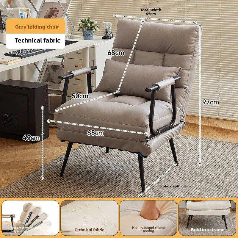 Folding Recliner Office Lunch Break Siesta Bed Dual-purpose Chair Household Dormitory Reclining Seat Back Sofa Chair
