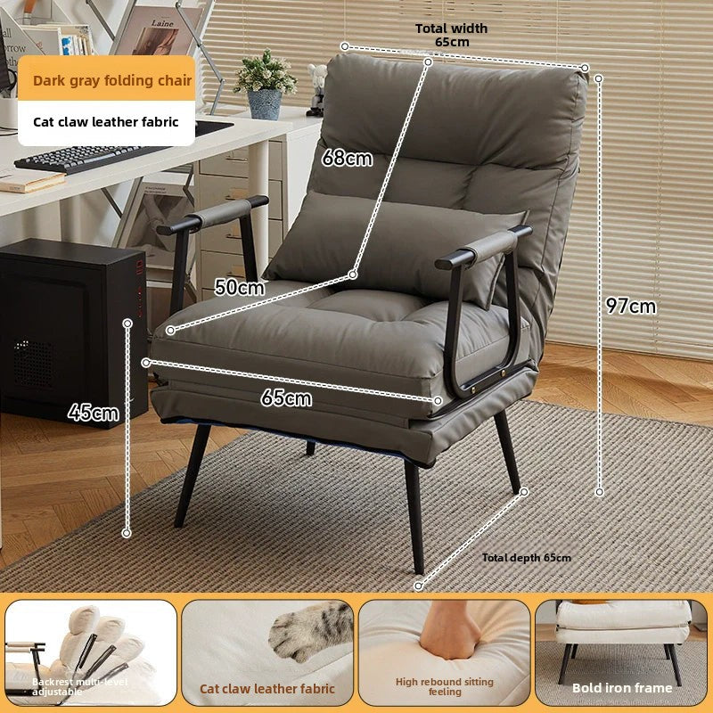 Folding Recliner Office Lunch Break Siesta Bed Dual-purpose Chair Household Dormitory Reclining Seat Back Sofa Chair