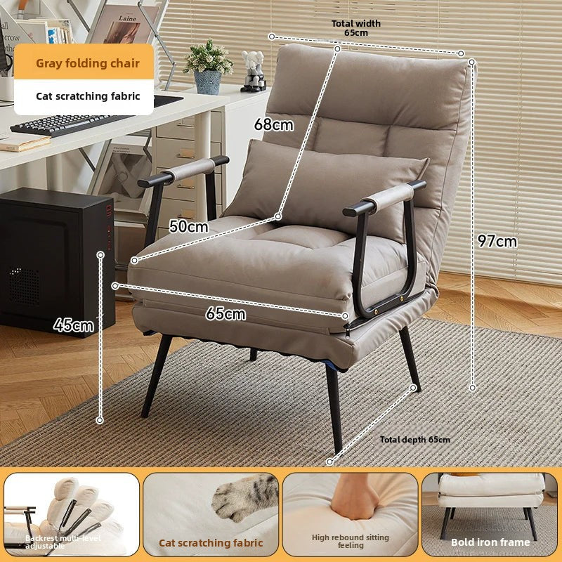 Folding Recliner Office Lunch Break Siesta Bed Dual-purpose Chair Household Dormitory Reclining Seat Back Sofa Chair