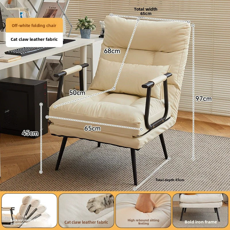 Folding Recliner Office Lunch Break Siesta Bed Dual-purpose Chair Household Dormitory Reclining Seat Back Sofa Chair
