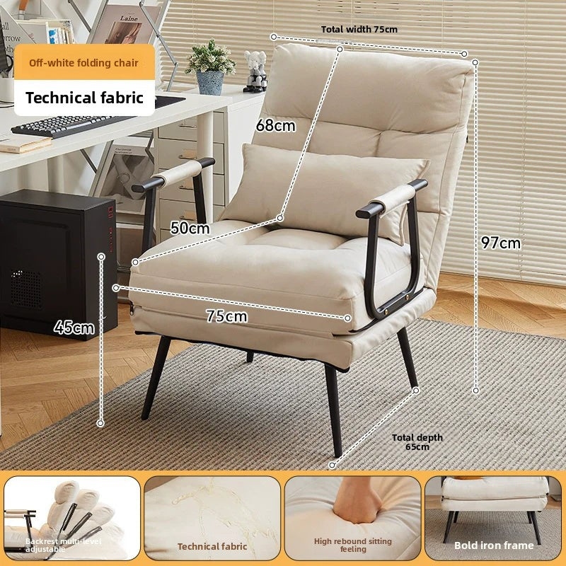 Folding Recliner Office Lunch Break Siesta Bed Dual-purpose Chair Household Dormitory Reclining Seat Back Sofa Chair