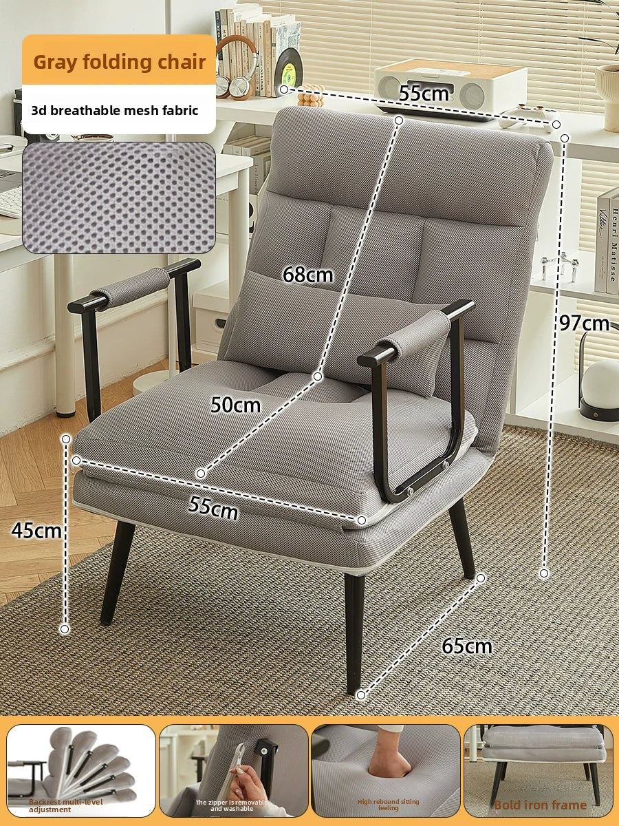 Folding Recliner Office Lunch Break Siesta Bed Dual-purpose Chair Household Dormitory Reclining Seat Back Sofa Chair