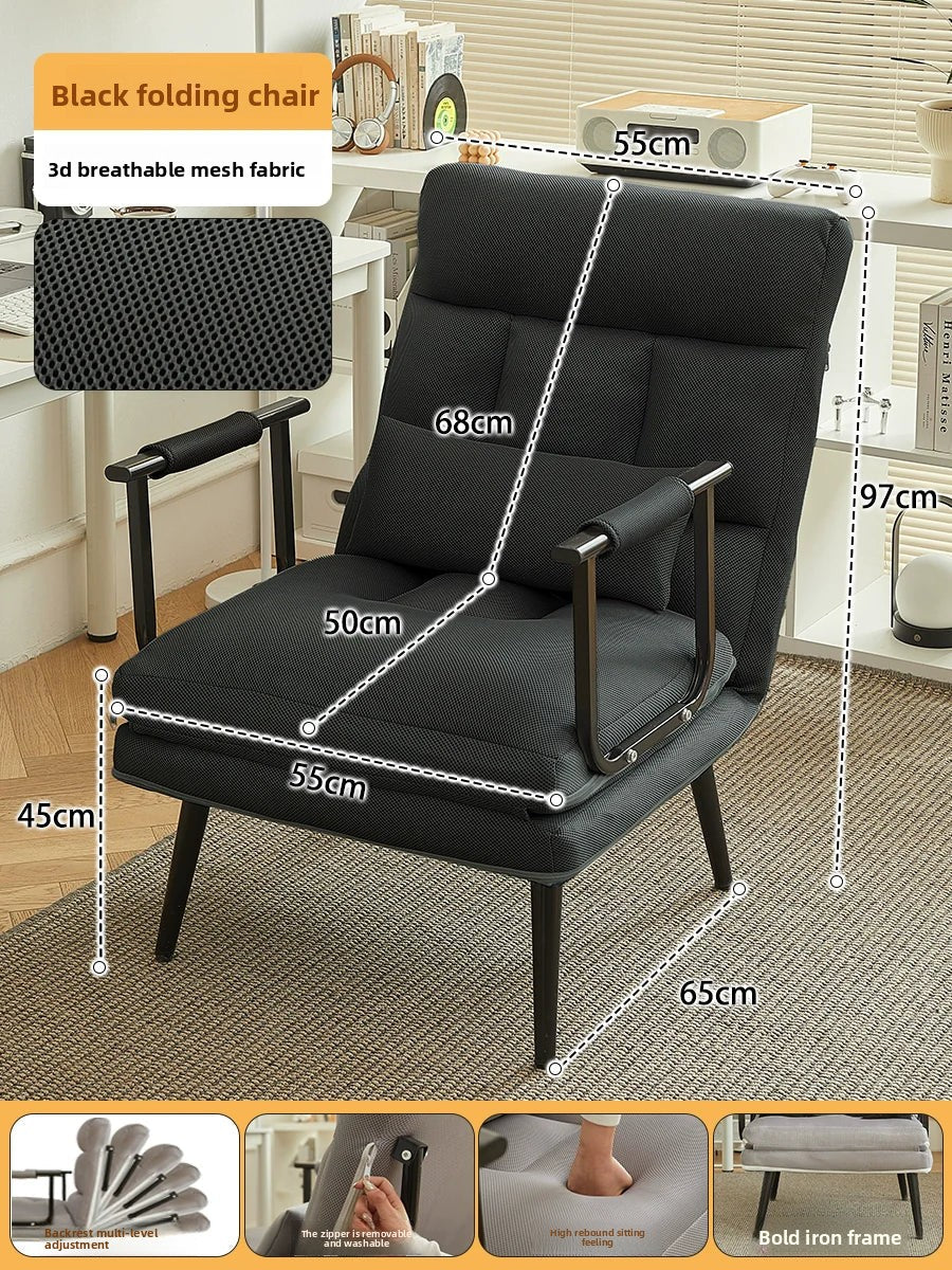 Folding Recliner Office Lunch Break Siesta Bed Dual-purpose Chair Household Dormitory Reclining Seat Back Sofa Chair