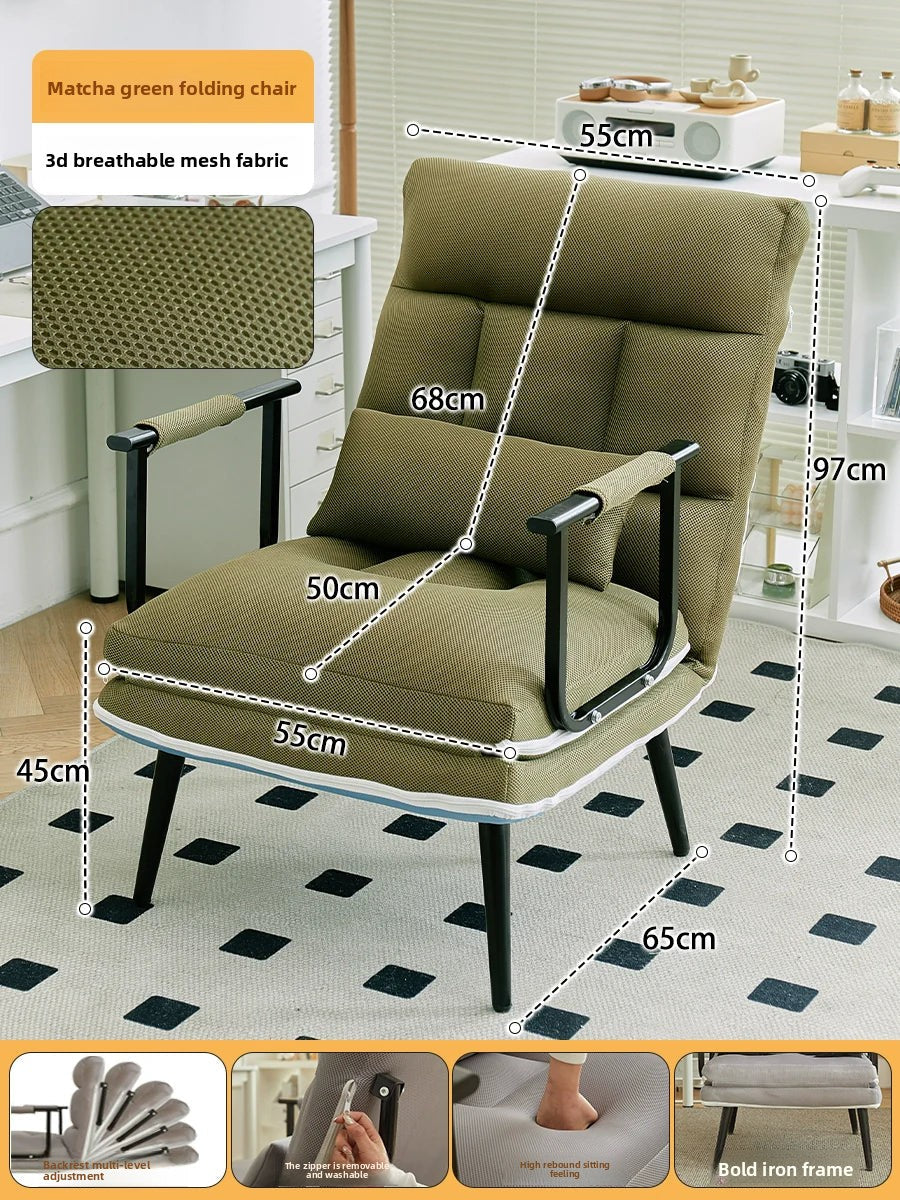 Folding Recliner Office Lunch Break Siesta Bed Dual-purpose Chair Household Dormitory Reclining Seat Back Sofa Chair