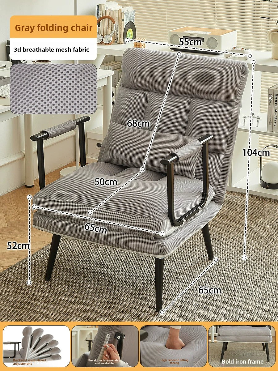Folding Recliner Office Lunch Break Siesta Bed Dual-purpose Chair Household Dormitory Reclining Seat Back Sofa Chair