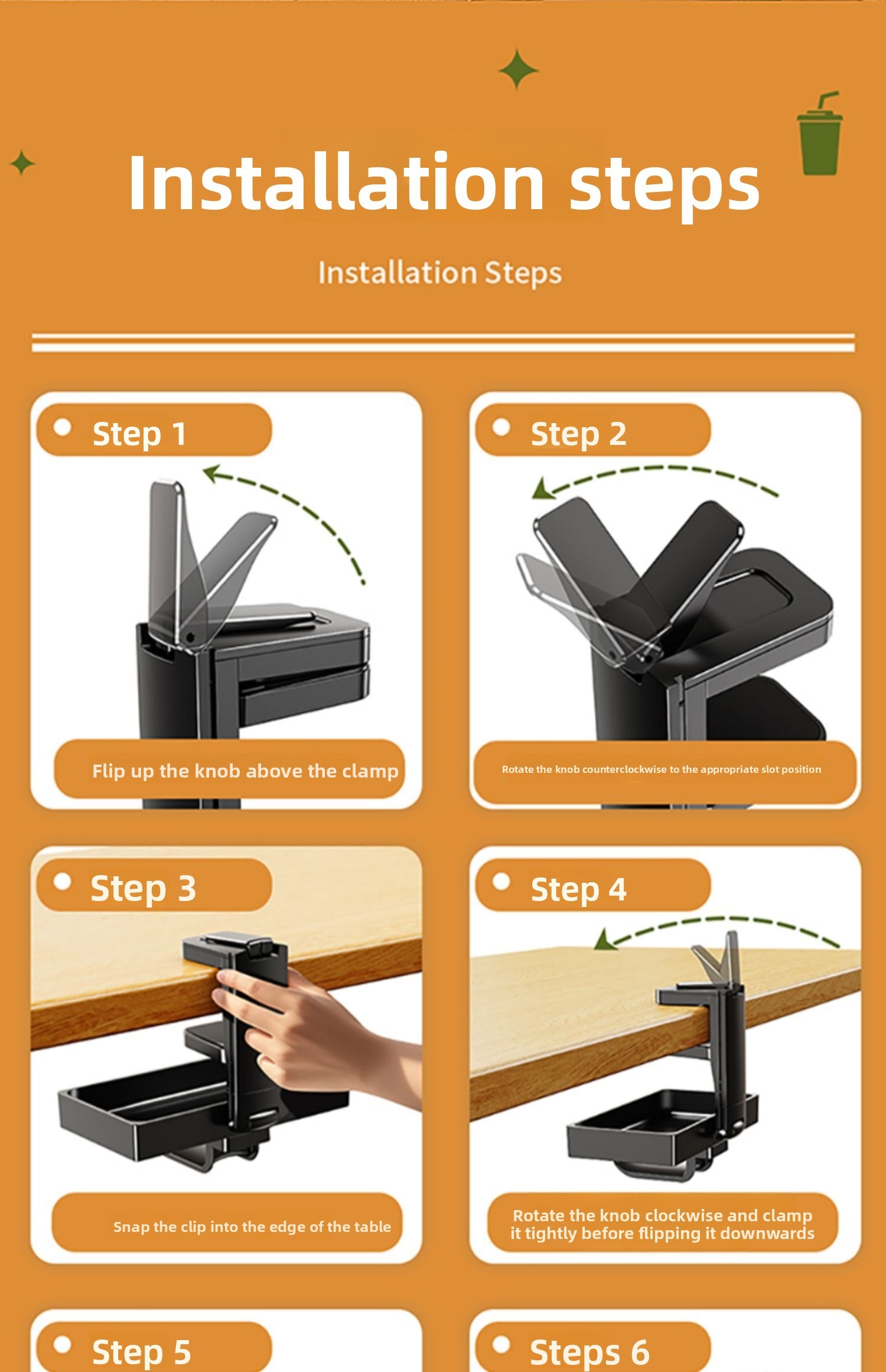 Multifunctional Table, Water Cup Rack, Office Station, Desktop Cup Holder, Computer Desk, Cup Storage Clip