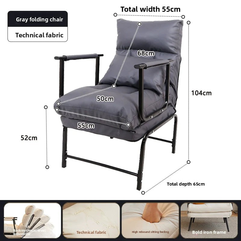 Folding Recliner Office Lunch Break Siesta Bed Dual-purpose Chair Household Dormitory Reclining Seat Back Sofa Chair